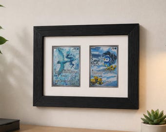 Pokemon Card Frame for 2 Magnetic Cases | Wood Look | 3D Printed | UV-Protected Front Panel | Wall & Tabletop Display | Gift Idea for Collectors