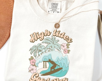 Coastal Cowgirl Comfort Colors Shirt: Retro Beach Vibes Tee