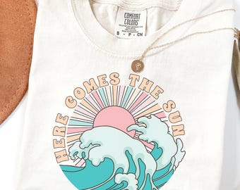 Coastal Cowgirl Comfort Colors Shirt: Retro Beach Vibes Tee