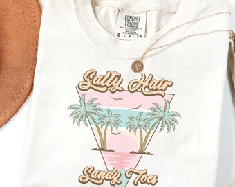 Camisa con colores cómodos y estilo playero retro: camiseta gráfica con lavado suave