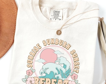 Coastal Cowgirl Comfort Colors Shirt: Retro Beach Vibes Tee