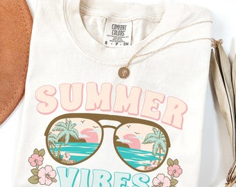 Coastal Cowgirl Comfort Colors Shirt: Retro Beach Vibes Tee