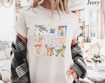 Comfortkleuren Toy Story Best Friend-shirt, You've Got a Friend in Me-T-shirt, Buzz Woody Jessie Rex Hamm Slinky Alien-grafisch shirt