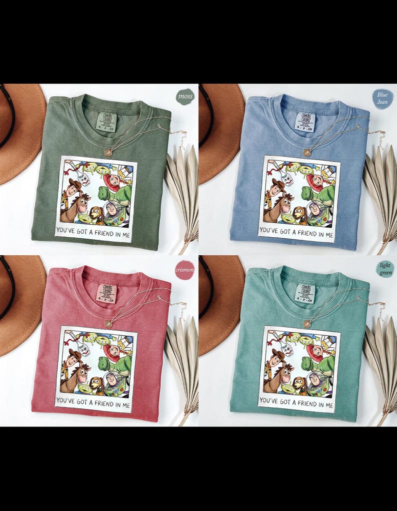Comfort Colors Disney Toy Story polaroid-shirt, shirt You've Got a Friend in Me, Woody Buzz Jessie Rex Slinky Bullseye Graphic cadeau gezellig shirt afbeelding 4