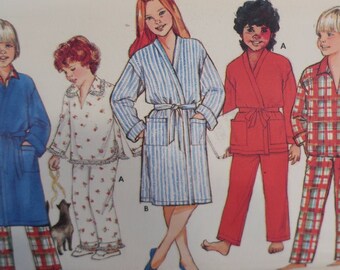 Butterick 6974 Kid's Pajama Pattern and Robe Pattern - Classic pajama Set Pattern & Robe in 3 Lengths Pattern Size 7 8 10 Chest 26 27 28.5