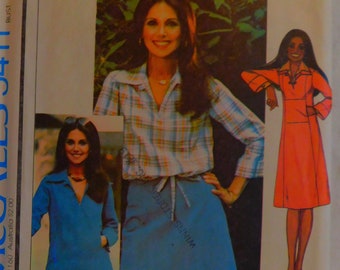 McCalls 5411 1970's Caftan Dress Pattern - Marlo's corner Caftan Style Top & Dress Pattern, Pants and A-line Skirt Pattern -Size 8 Bust 31.5