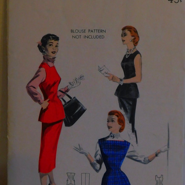 Butterick 7570 1950's Cocktail Dress Pattern - Willow Slim Tunic Outfit - Square Neckline Two Piece Dress Pattern Size 12 Bust 30 - X-Small