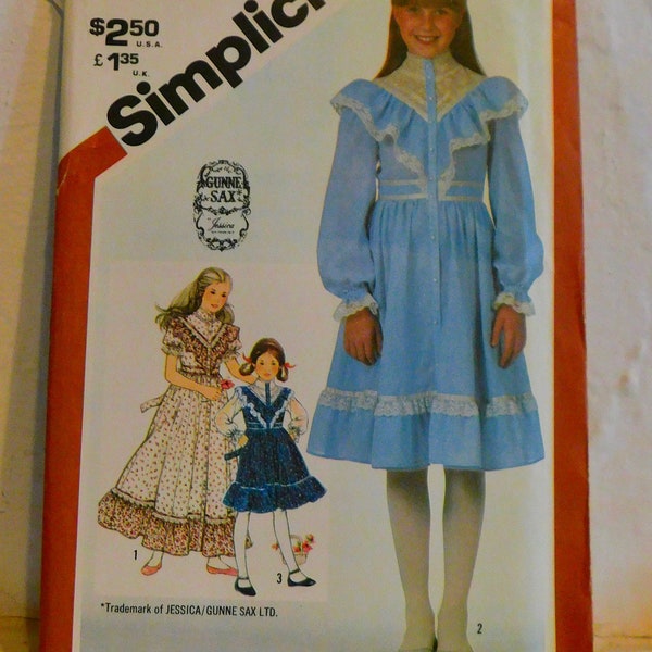 Simplicity 5437 1980's Gunne Sax Dress Pattern -girl's Gunne Sax Dress Pattern -Cottagecore Ruffle top Maxi Dress Pattern Girl size 6 uncut