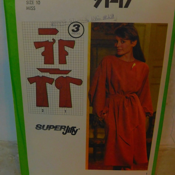 Simplicity 9147 1970's Front Wrap Dress Pattern - Kimono Sleeve Wrap Around Dress Pattern - Super Jiffy Dress Pockets Uncut Size 10 Bust 32