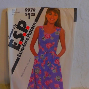 Simplicity 9979 1980er Sommerkleid Schnittmuster - Tailliertes Sommerkleidmuster - Einfach zu nähen Sommerkleidmuster - Größe 12 14 16 - Büste 34 36 38 Uncut
