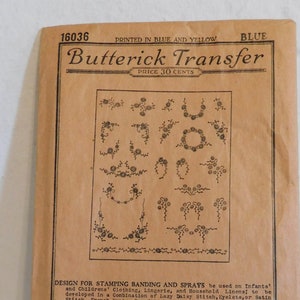 1920&#39;s 1930&#39;s Baby Yoke and Sprays Embroidery Transfer Pattern - McCallKaumagraph Transfer Pattern 1426 Butterick Transfer 16036