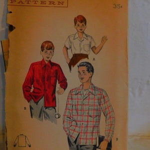 Butterick 6278 1950&#39;s Boy&#39;s Sport Shirt Pattern - 1950&#39;s Shirt Jacket Pattern - 1950&#39;s Unisex Rockabilly Shirt Pattern - Size 10