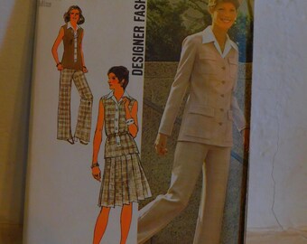 Home Sewing Fashion From 1974 Top Size 10 Free Shipping to USA Skirt Designer Fashion Simplicity 6236 Pattern for Misses/' Cardigan