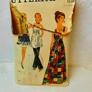 Butterick 5782 1960&#39;s Maxi Dress Pattern - Empire Waist mini Maxi Dress Pattern - Stole Pattern - High Waist Pants Pattern - Size 14 Bust 36