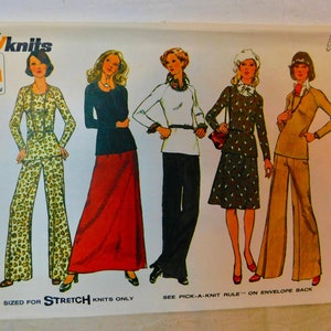 Simplicity 6612 1970&#39;s Maxi Skirt Pattern - Lounge Pants Pattern - Pullover Top Pattern - 70&#39;s Stretch Knit Pattern - Size 14 Bust 36 Uncut