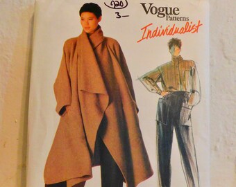 Vogue 1476 Avant Garde Designer Pattern - issey miyake Designer Coat, Shirt and Pants Pattern - Asymmetrical Pattern Uncut Size 8 Bust 31.5