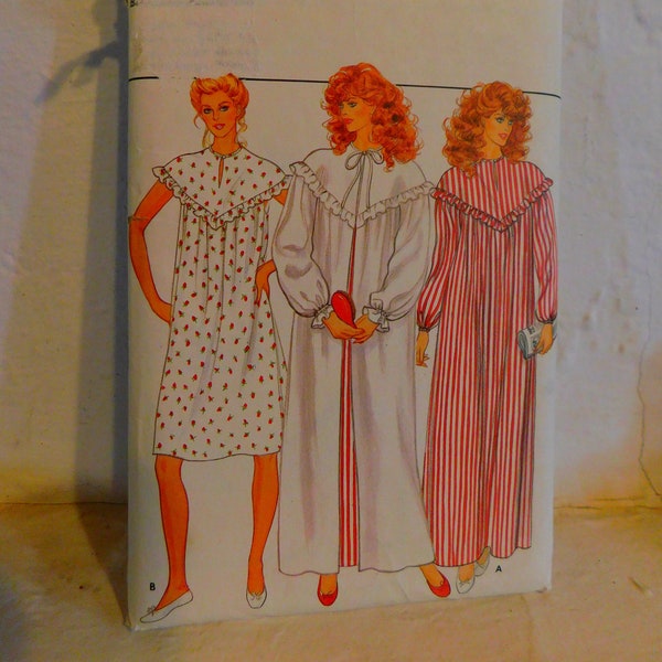Butterick 4671 1980's Full Nightgown Pattern - Yoke Top Nightgown Robe Pattern - Cape Sleeve Nightgown Pattern Size 8-10 Bust 31.5 - 32.5 SM