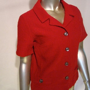 Vintage Red Sweater Top - Bright Vintage Cranberry Red 1950&#39;s Kimberly Wool Short Sleeve Sweater - Vintage size 12 - Sweater - 50&#39;s Knitwear