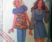 McCalls 3683 Vintage 1970 39 s Puff Sleeve Mini Dress Pattern or Babydoll Top Pattern - Yoke Front Mini Dress Pattern -Size 10 Bust 32 1 2