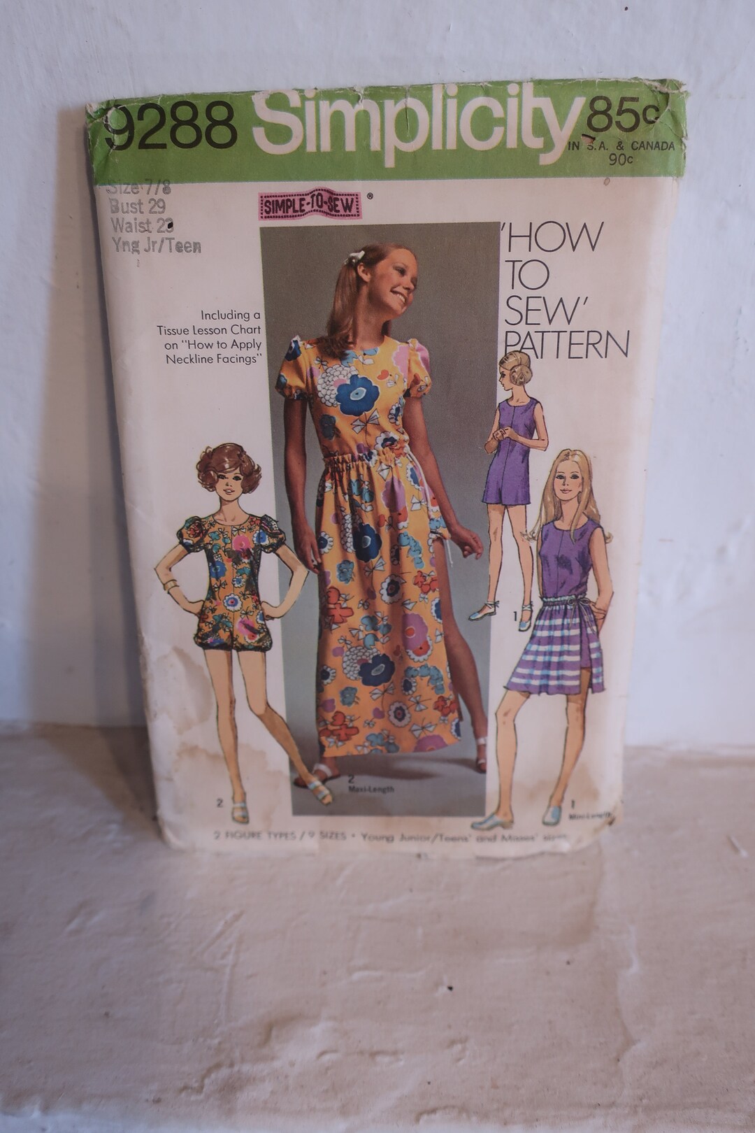 Simplicity 9288 1970's Romper Pattern Puff Sleeve Bloomers Style Romper ...