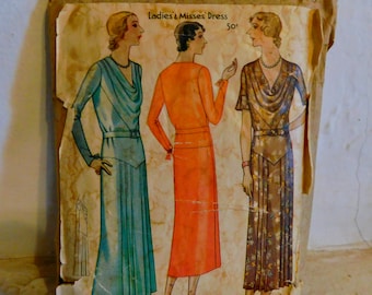ヴィンテージ縫製パターン 1920 年代ドロップウエストドレスの