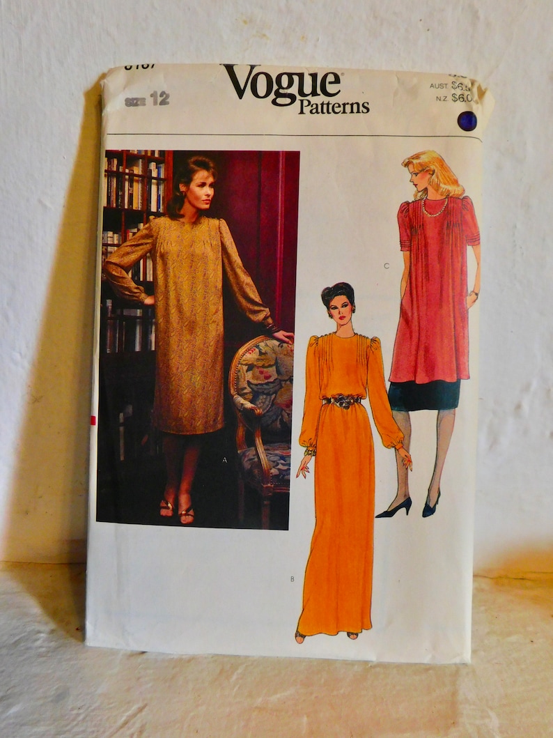 Vogue 8167 1980's Evening Gown Pattern - Maxi Dress Pattern - Sack ...