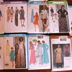 Lot of 1970&#39;s Sewing Patterns - Ten Women&#39;s Patterns bust 36 - All Complete - Simplicity 6591 7675 7258 6609 7794 8652 9021 8163 7753 7656