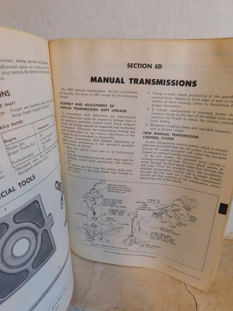 1964 Chevy Corvair Car Manual Supplement Vintage 1960's Car Repair Manual 1964 Classic Car Shop