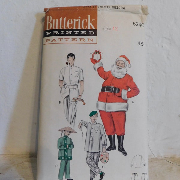 Butterick 6246 1950's Santa Outfit Pattern - Santa Costume Pattern - Adult Santa Costume Pattern - Santa hat and Coat Pattern - Size 42