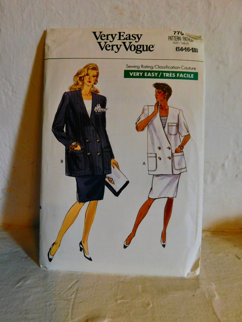 Vogue 7704 1990's Maternity Jacket and Skirt Pattern - Very Easy Very ...