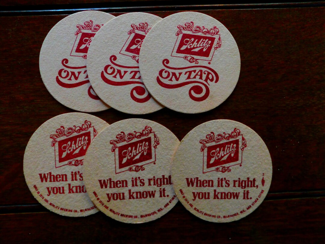 Vintage Schlitz Beer Coasters Schlitz Beer Letterpress Round Cardboard