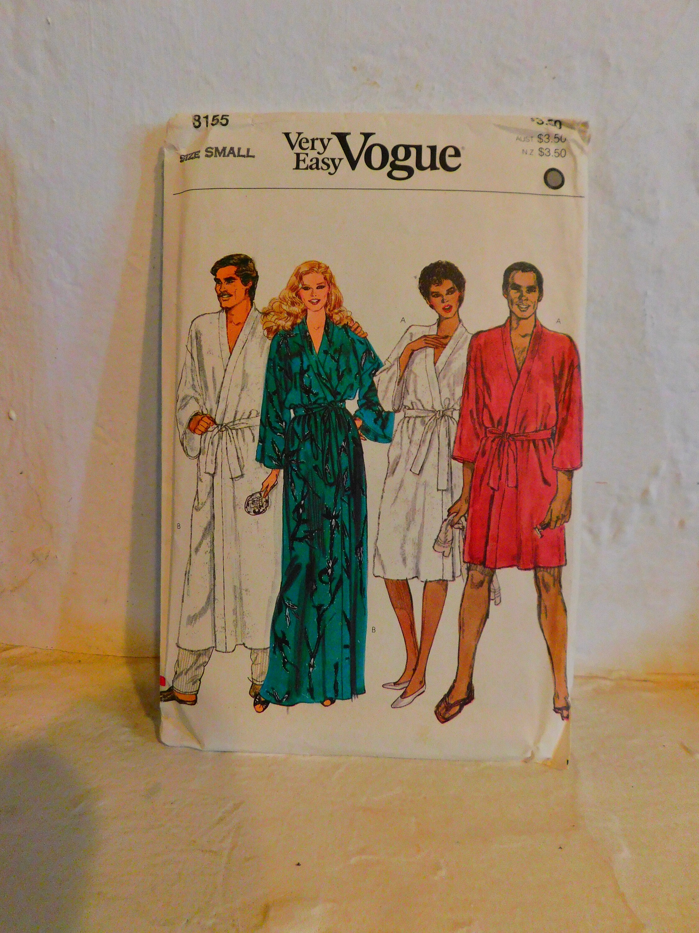 Vogue 8155 1980's Unisex Robe Pattern Full Length Robe Etsy