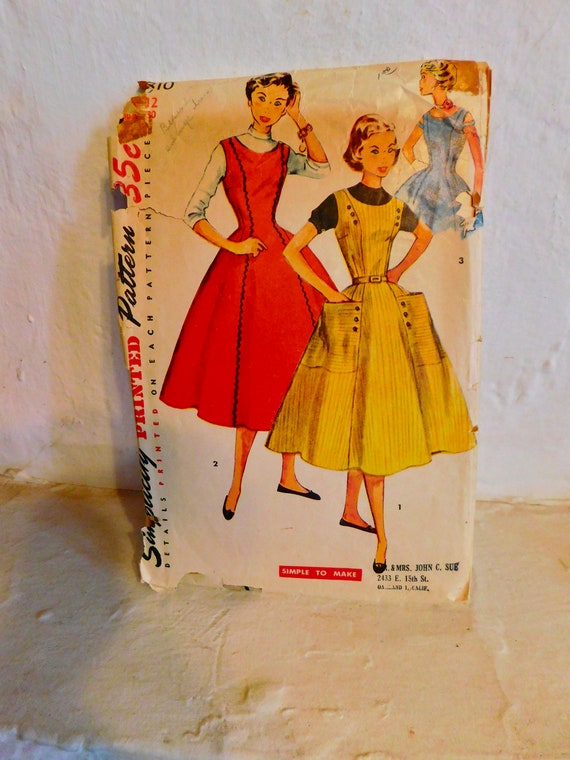 Simplicity 4810 1950's Fit & Flare Dress Pattern - Princess Seam Dress or  Jumper Pattern With Oversized Pockets - XS - Size 12 Teen Bust 30 - Etsy
