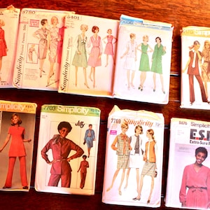 Lot of Nine 1960's 1970's Sewing Patterns Size 16 Size 18 Bust 37-38-39 All Complete - Nine Complete 1960's 1970's Sewing Patterns