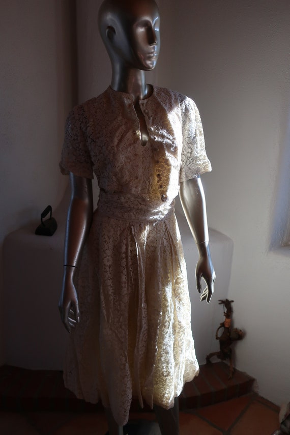 Vintage 1960's Lace Party Dress - Romantic Ivory … - image 6