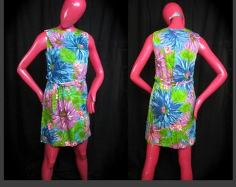 1960's Floral Shift Dress - Watercolor Floral Shift Dress by Enduro of California -  Sleeveless Dress - Abstract Floral - Small