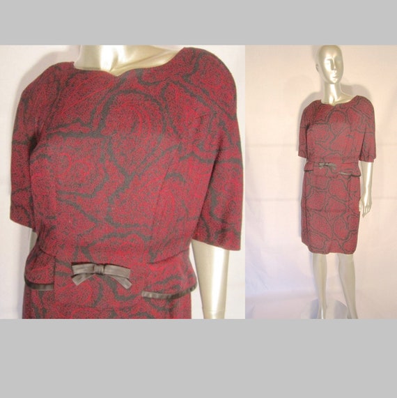 Vintage 1950's Red Wiggle Dress - 1950's Fashions… - image 1