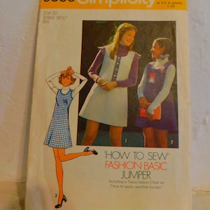 Simplicity 6566 1970&#39;s Girl&#39;s Jumper Pattern - How to Sew Pattern - Scoop neck A-line Dress or Jumper pattern Girl&#39;s Size 10 - Uncut