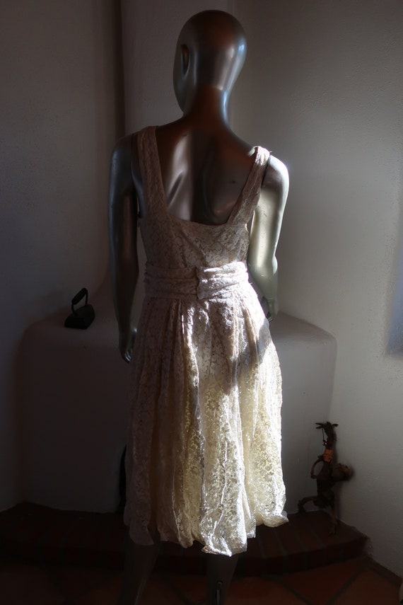 Vintage 1960's Lace Party Dress - Romantic Ivory … - image 8