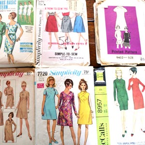 Lot of 1960's Sewing Patterns  Size 14 Size 16 Bust 34-36 All Complete - Six Complete 1960's Patterns