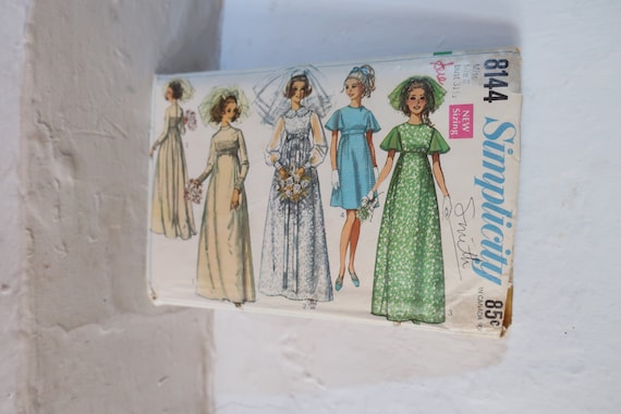 Simplicity 8144 1960's Wedding Gown Pattern - 1960's Bridal Party Pattern - Flutter  Sleeve Empire Waistline Dress Pattern Size 8 Bust 31.5 - Etsy