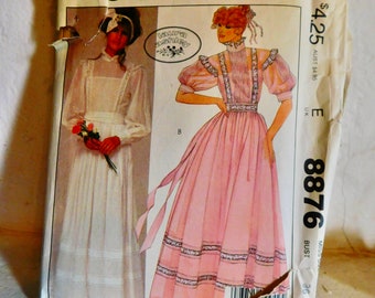 McCalls 8876 Laura Ashley dress pattern -1980's Prairiecore Maxi Dress Pattern -Very Rare lace insert Maxi Dress Pattern Sz 14 bust 36 Uncut