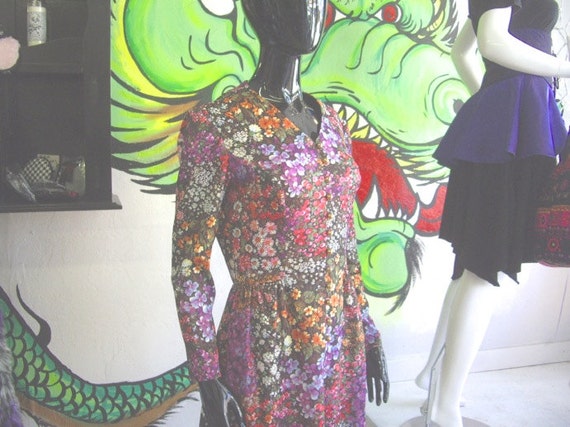 Vintage 1970's Dress - Bright Vintage Floral Shirt