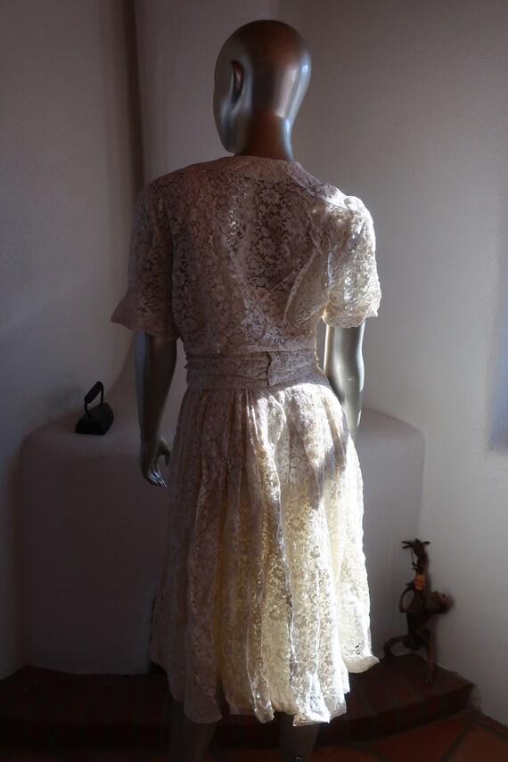 Vintage 1960's Lace Party Dress - Romantic Ivory … - image 7