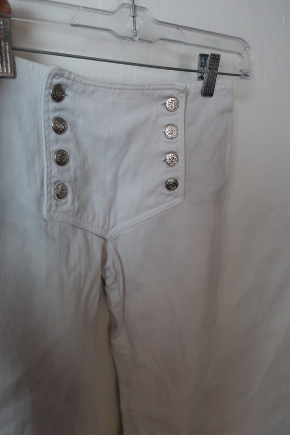 Vintage 1970s Sailor Front White Denim Pants - 197