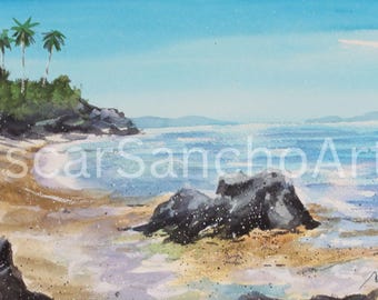 Handmade Original Watercolor Paintings Inspired by Costa Rican Ocean Front- Playa Blanca