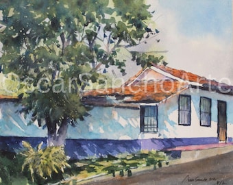 Handmade Original Watercolor Paintings Inspired by Costa Rican Scenes - Casa Dominguena