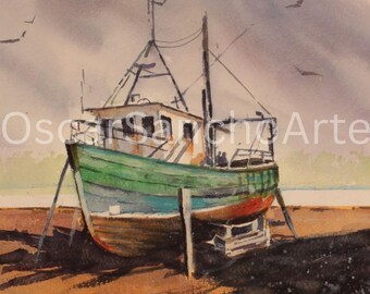 Handmade Original Watercolor Paintings Inspired by Costa Rican Shore Front - El Astillero
