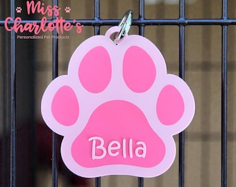 Personalized Paw Print Dog/Cat Crate Tag, Kennel Name Plate