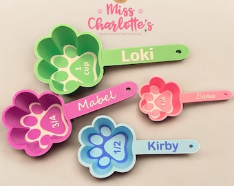 Personalized Paw Print Dog Food Scoops - Multiple Sizes & Colors